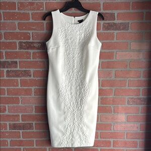 Ann Taylor Ivory Textured Midi Dress